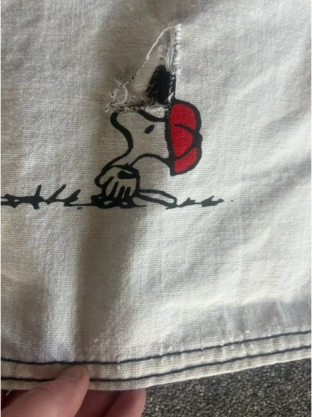Vintage 70s/1970s SNOOPY & CHARLIE BROWN White Full Size Bedspread Blanket